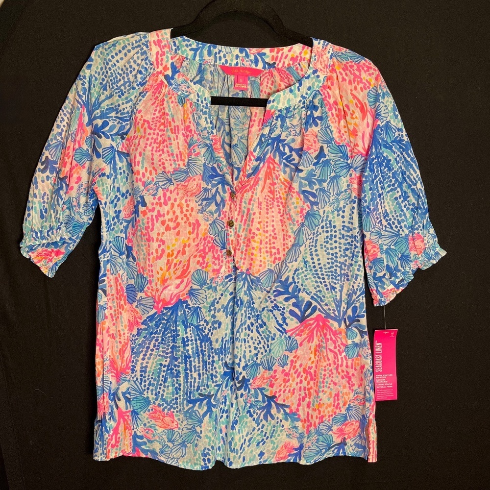 Lilly Pulitzer Seacoast Linen Top, Size S, NWT